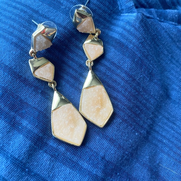 Pink Druzzy Dangle Earrings - Picture 2 of 5